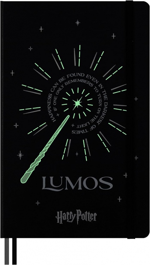 Notatnik Moleskine Harry Potter Lumos (duży 13x21) w Linie Czarny Fluorescencyjny Twarda oprawa (Moleskine Harry Potter Lumos with glow effect Limited Edition Notebook Ruled Large Hard Cover) - 8056999272777