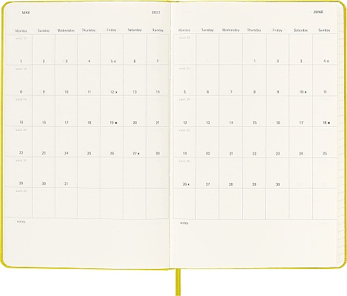 Kalendarz Moleskine 2023 12M rozmiar L (duży 13x21 cm) Dzienny Oliwkowy Twarda oprawa (Moleskine Daily Notebook Diary/Planner 2023 Large Hay Yellow Hard Cover) - 8056598852806