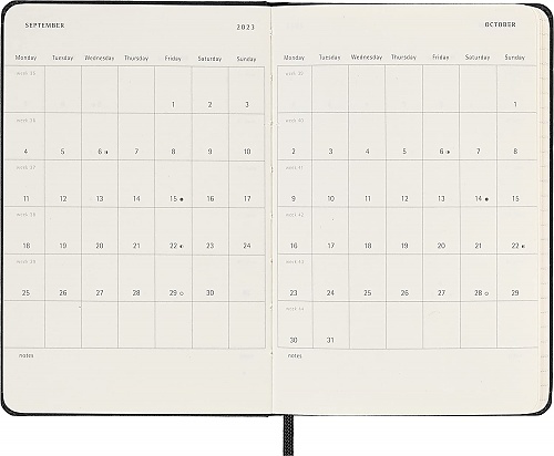 Kalendarz Moleskine 2023 12M rozmiar P (kieszonkowy 9x14 cm) Tygodniowy Czarny Twarda oprawa (Moleskine Weekly Notebook Diary/Planner 2023 Pocket Black Hard Cover) - 8056420859676