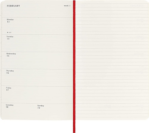 Kalendarz Moleskine 2023 12M rozmiar L (duży 13x21 cm) Tygodniowy Czerwony/ Szkarłatny Miękka oprawa (Moleskine Weekly Notebook Diary/Planner 2023 Large Scarlet Red Soft Cover) - 8056420859812