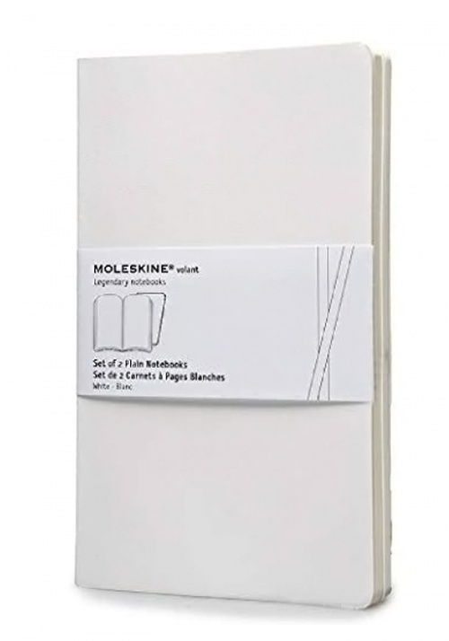 Zestaw 2 zeszytów Moleskine Volant L duże (13x21 cm) Czyste Białe Miekka oprawa (Moleskine Volant Set of 2 Large Plain Journals White Soft Cover) - 9788867320547