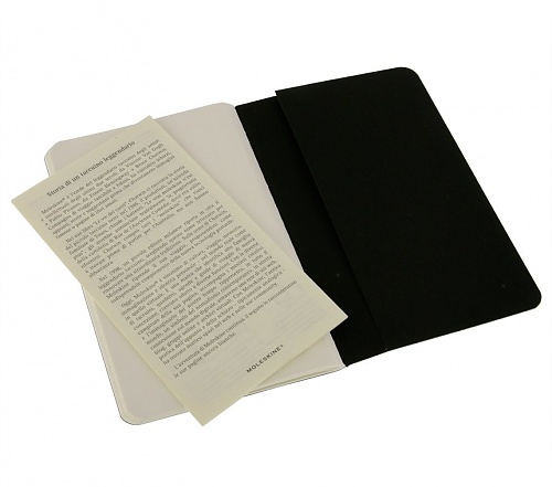 Zestaw 3 zeszytów Moleskine Cahier P kieszonkowe (9x14 cm) Czyste Czarne Miękka oprawa (Moleskine Cahiers Set of 3 Plain Journals Black Soft Cover) - 9788883704918