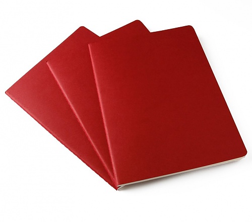 Zeszyty notatniki ekstra duże [19x25 cm.] Cahier w kratkę, kolor bordowy, w zestawie 3 sztuki (Moleskine Cahiers Set of 3 Squared Journals)