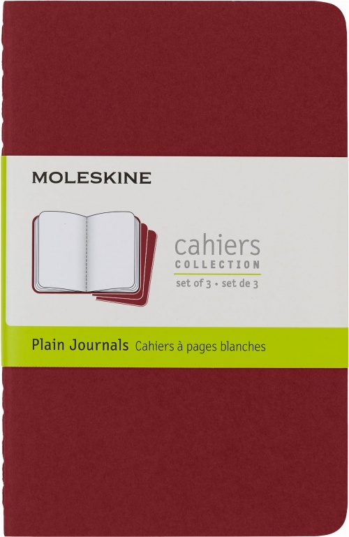 Zestaw 3 zeszytów Moleskine Cahier P kieszonkowe (9x14 cm) Czyste Żurawinowa Czerwień Miękka oprawa (Moleskine Cahiers Set of 3 Plain Journals Cranberry Red Soft Cover) - 9788862930970
