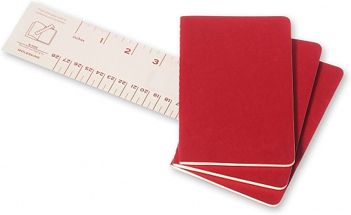 Zestaw 3 zeszytów Moleskine Cahier P kieszonkowe (9x14 cm) w Linie Żurawinowa Czerwień Miękka oprawa (Moleskine Cahiers Set of 3 Ruled Journals Cranberry Red Soft Cover) - 9788862930956