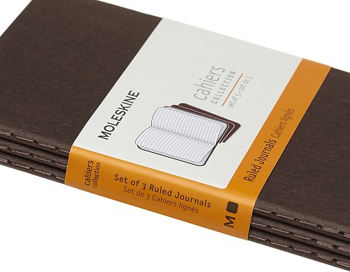 Zestaw 3 zeszytów Moleskine Cahier P kieszonkowe (9x14 cm) w Linie Kawowe Miękka oprawa (Moleskine Cahiers Set of 3 Ruled Journals Coffee Brown Soft Cover) - 8055002855181