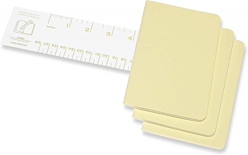 Zestaw 3 zeszytów Moleskine Cahier P kieszonkowe (9x14 cm) w Linie Delikatnie Żółte Miękka oprawa (Moleskine Cahiers Set of 3 Ruled Journals Tender Yellow Soft Cover) - 8058647629704