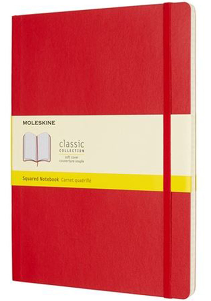 Notatnik Moleskine XL ekstra duży (19x25 cm) w Kratkę Czerwony Miękka