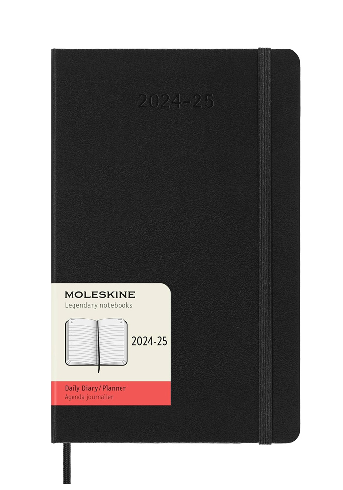 Kalendarz Moleskine 2024-2025 18-miesięczny rozmiar L (duży 13x21 cm) Dzienny Czarny Twarda oprawa (Moleskine Daily Notebook Diary/Planner 2024/25 Large Black Hard Cover) - 8056999270537