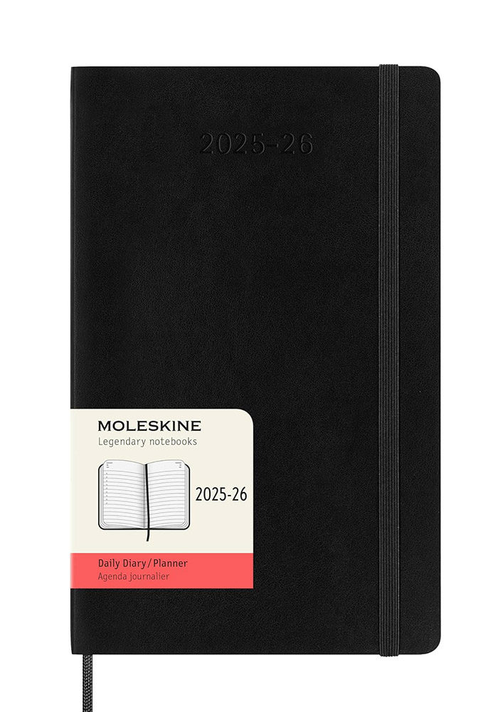 Kalendarz Moleskine 2025-2026 18-miesięczny rozmiar L (duży 13x21 cm) Dzienny Czarny Miękka oprawa (Moleskine Daily Notebook Diary/Planner 2025/26 Large Black Soft Cover) - 8056999275372