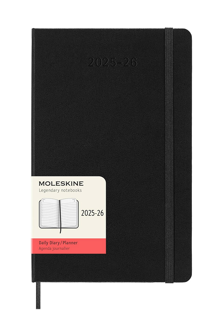 Kalendarz Moleskine 2025-2026 18-miesięczny rozmiar L (duży 13x21 cm) Dzienny Czarny Twarda oprawa (Moleskine Daily Notebook Diary/Planner 2025/26 Large Black Hard Cover) - 8056999275365