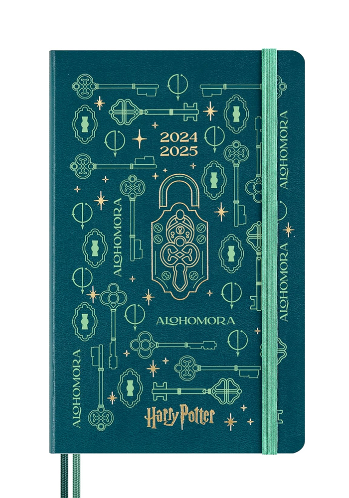 Kalendarz Moleskine 2024-2025 18-miesięczny Harry Potter Alohommora rozmiar L (13x21 cm) Tygodniowy Zielony Twarda oprawa (Moleskine Limited Edition Harry Potter Alohommora Weekly Notebook/Planner 2024/25 Pine Green Large HardCover) - 8056999272142