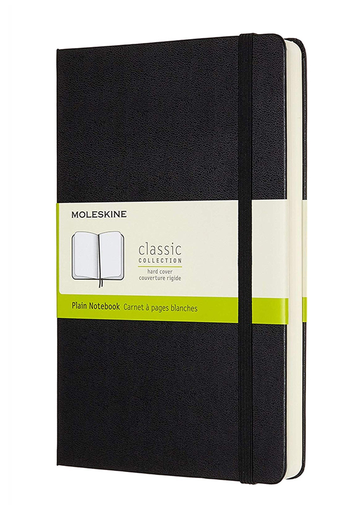 Notatnik Moleskine L duży (13x21cm) Gruby (400 stron) Czysty Czarny Twarda oprawa (Moleskine Expanded Plain Notebook 400 Pages Large Black Hard Cover) - 8058647628028