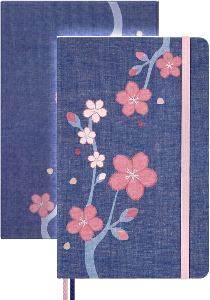 Notatnik Moleskine Sakura L duży (13x21) w Linie Niebieski Płócienna Twarda oprawa w Pudełku Prezentowym (Moleskine Sakura Limited Edition Notebook Ruled Large Blue Fabric Hard Cover BOX) - 8056999276195