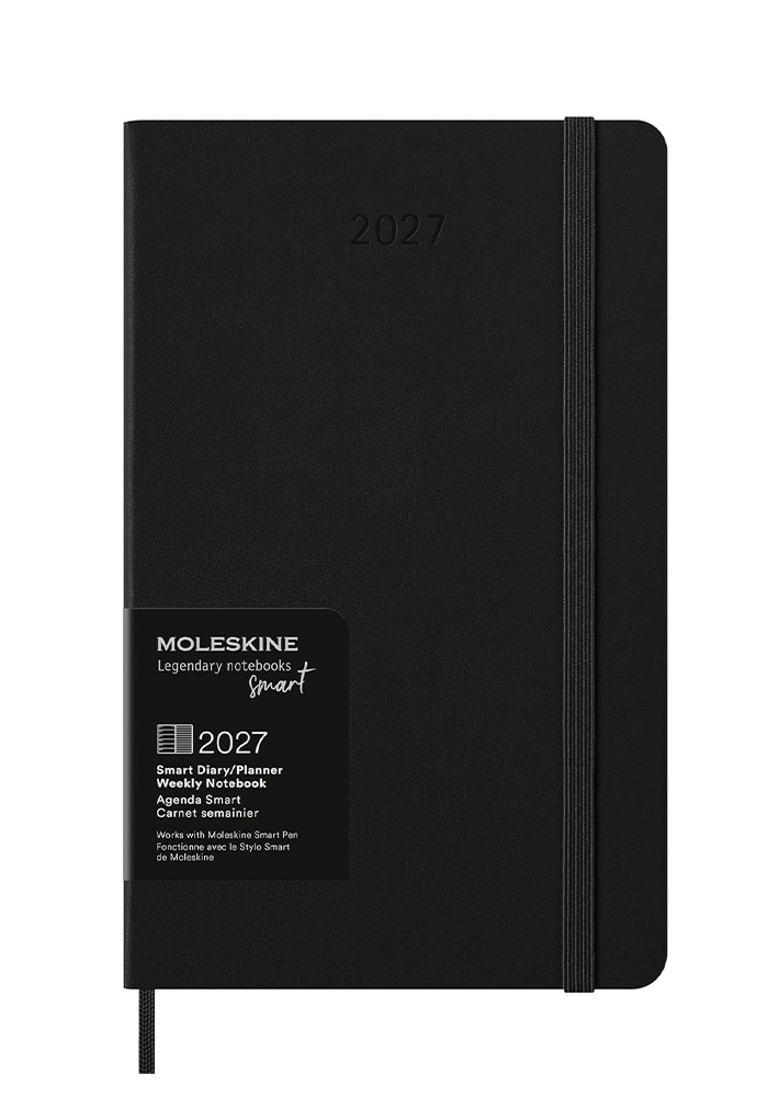 Kalendarz Inteligentny 2027 12M Moleskine Smart do Pióra Smart Pen rozmiar L (duży 13x21 cm) Tygodniowy Czarny Twarda oprawa (Moleskine Smart Planner 2027 Weekly 12-Month Large Black Hard Cover) - 8056999279349