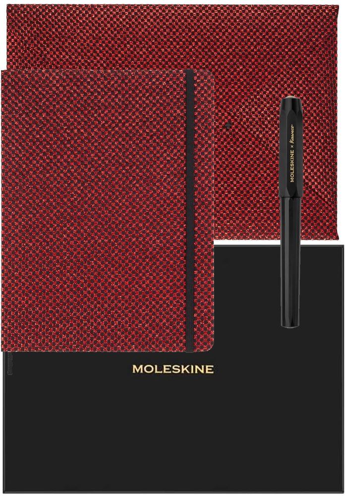 Moleskine Shine Czerwony Zestaw Kolekcjonerski Pióro wieczne, Kalendarz bez Dat i Koperta w prezentowym pudełku (Shine Collector's Box Undated Weekly Planner, Envelope, Kaweco Fountain Pen, Red) - 8056598858938