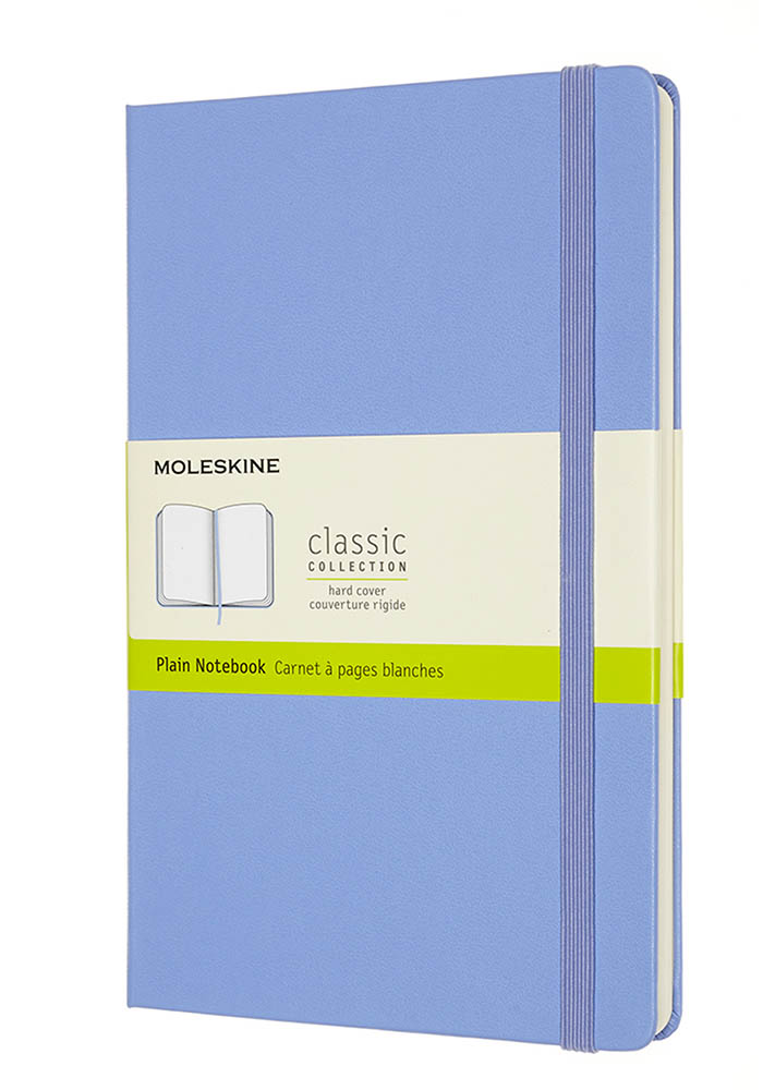 Notatnik Moleskine L duży (13x21cm) Czysty Niebieska Hortensja Twarda oprawa (Moleskine Plain Notebook Large Hard Hydrangea Blue) - 8056420850826
