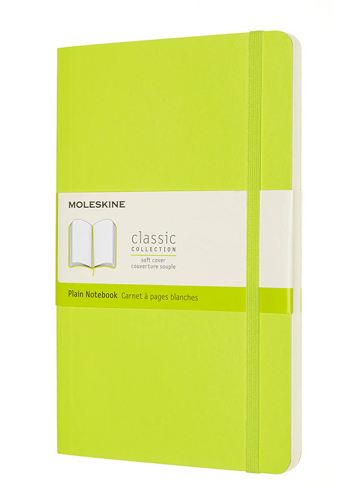 Notatnik Moleskine L duży (13x21cm) Czysty Limonka Miękka oprawa (Moleskine Plain Notebook Large Soft Lemon Green) - 8056420851007