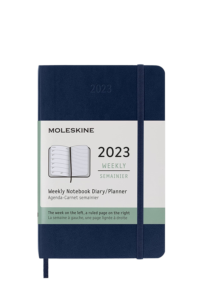 Kalendarz Moleskine 2023 12M rozmiar P (kieszonkowy 9x14 cm) Tygodniowy Niebieski/Szafirowy