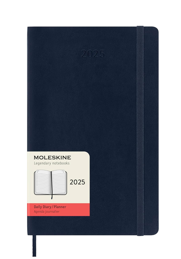 Kalendarz Moleskine 2025 12M rozmiar L (duży 13x21 cm) Dzienny Niebieski/Szafirowy Miękka oprawa (Moleskine Daily Notebook Diary/Planner 2025 Large Sapphire Blue Soft Cover) - 8056999270155