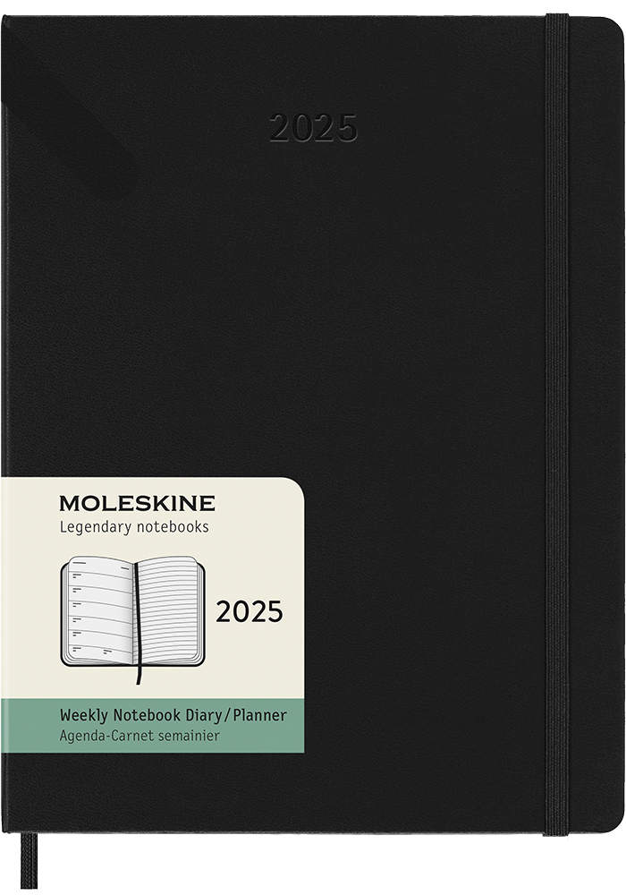 Kalendarz Moleskine 2025 12M rozmiar XL (bardzo duży 19x25 cm) Tygodniowy Czarny Twarda oprawa (Moleskine Weekly Notebook Diary/Planner 2025 Extra Large Black Hard Cover) - 8056999270421