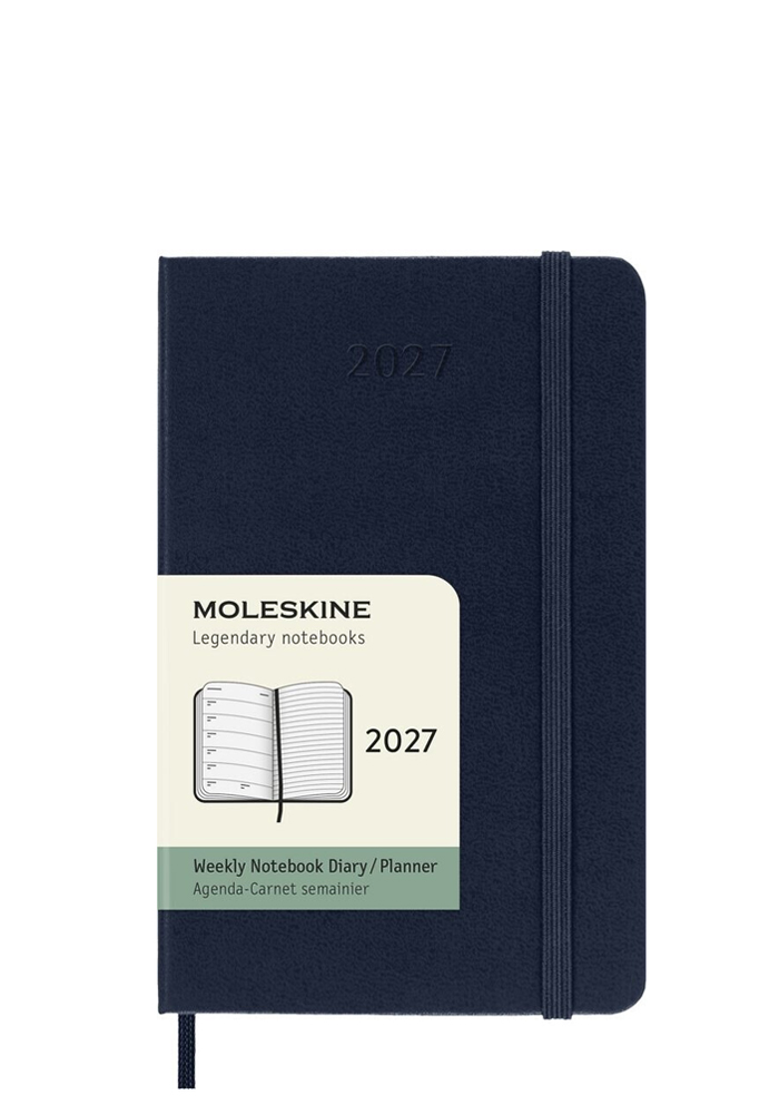 Kalendarz Moleskine 2027 12M rozmiar P (kieszonkowy 9x14 cm) Tygodniowy Niebieski/Szafirowy Twarda oprawa (Moleskine Weekly Notebook Diary/Planner 2027 Pocket Sapphire Blue Hard Cover) - 8056999279561