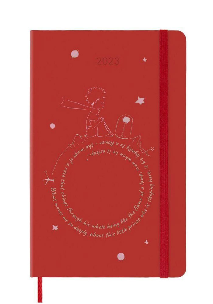 Kalendarz Moleskine 2023 12M Mały Książę "Róża" rozmiar L (duży 13x21 cm) Tygodniowy Czerwony Twarda oprawa (Moleskine Limited Edition PETIT PRINCE Rose Weekly Notebook/Planner 2023 Red Large Hard Cover) - 8056598852912