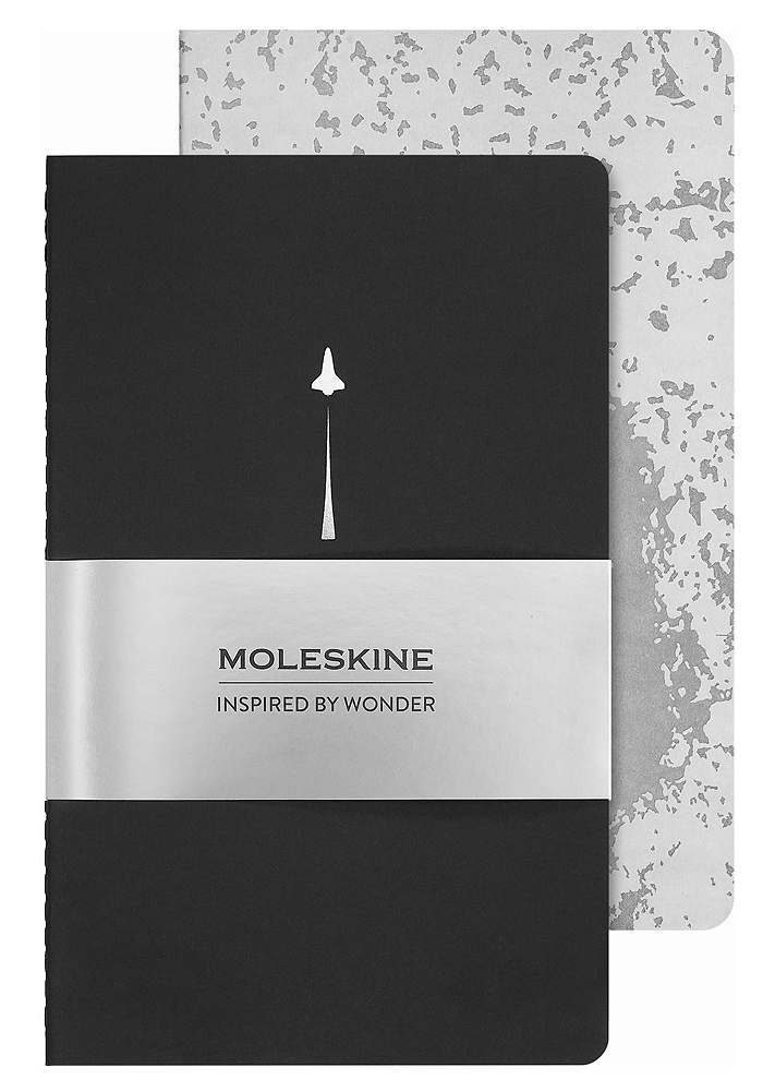 Moleskine NASA Zestaw 2 Zeszytów Cachier L dużych (13x21 cm) Czystych Czarny i Szary Miękka Okładka (Moleskine Limited Edition NASA Set of 2 Cahier Journal Plain Black and Gray Soft Cover) - 8056999277536