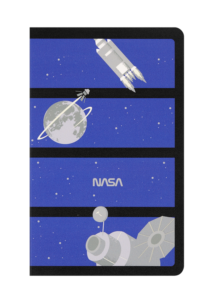 Moleskine NASA Zeszyt Volant L duży (13x21 cm) Czysty Niebieski Fluorescencyjny Miękka Okładka (Moleskine Limited Edition NASA Volant Journal Plain Blue Glow in Dark Cover) - 8056999277567