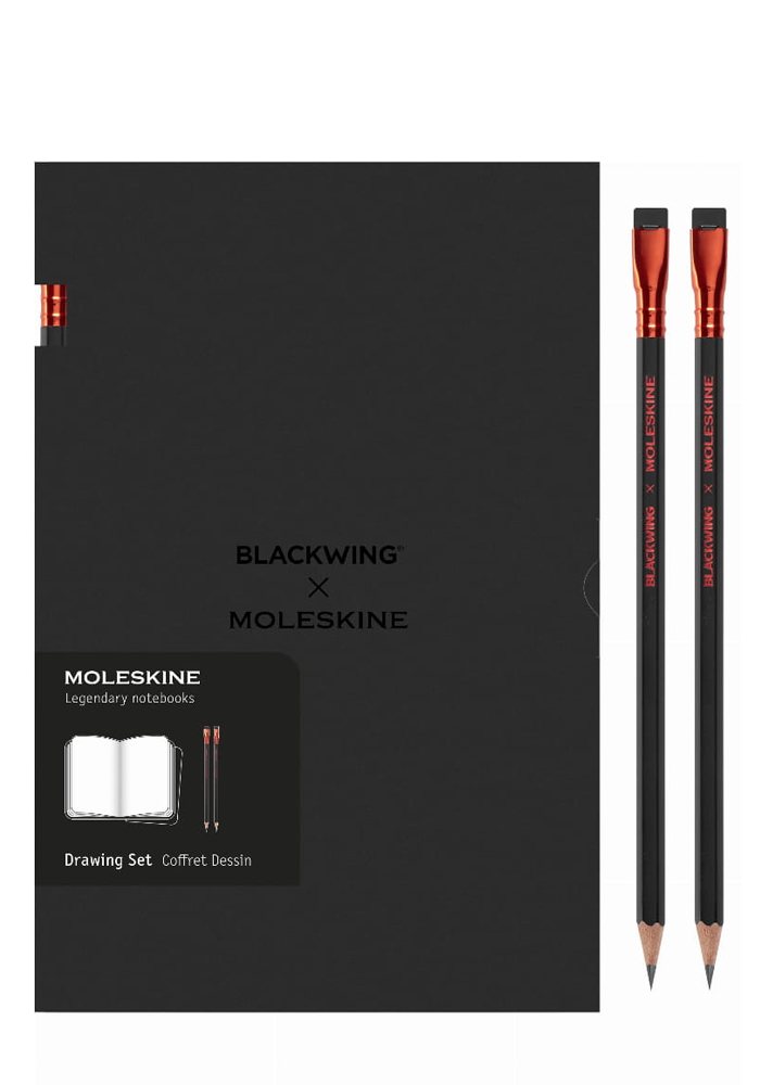 Moleskine x Blackwing Zestaw do rysowania 2 Ołówki Miękkie i 2 Zeszyty L duże (13x21 cm) Czyste Czarne (Moleskine x Blackwing Creative Set of 2 Cahier Plain Journals and 2 Soft Pencils) - 8056999277987