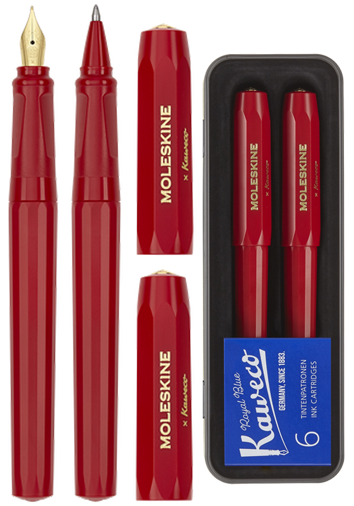 Zestaw Pióro wieczne i Długopis Moleskine x Kaweco Czerwony (Moleskine x Kaweco Fountain Pen and Ballpen Set Red) - 8056598854978