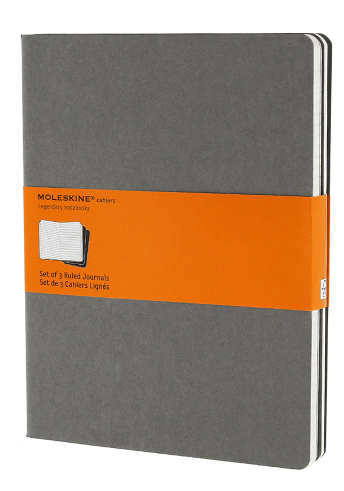 Zestaw 3 zeszytów Moleskine Cahier L duże (13x21 cm) w Linie Szare